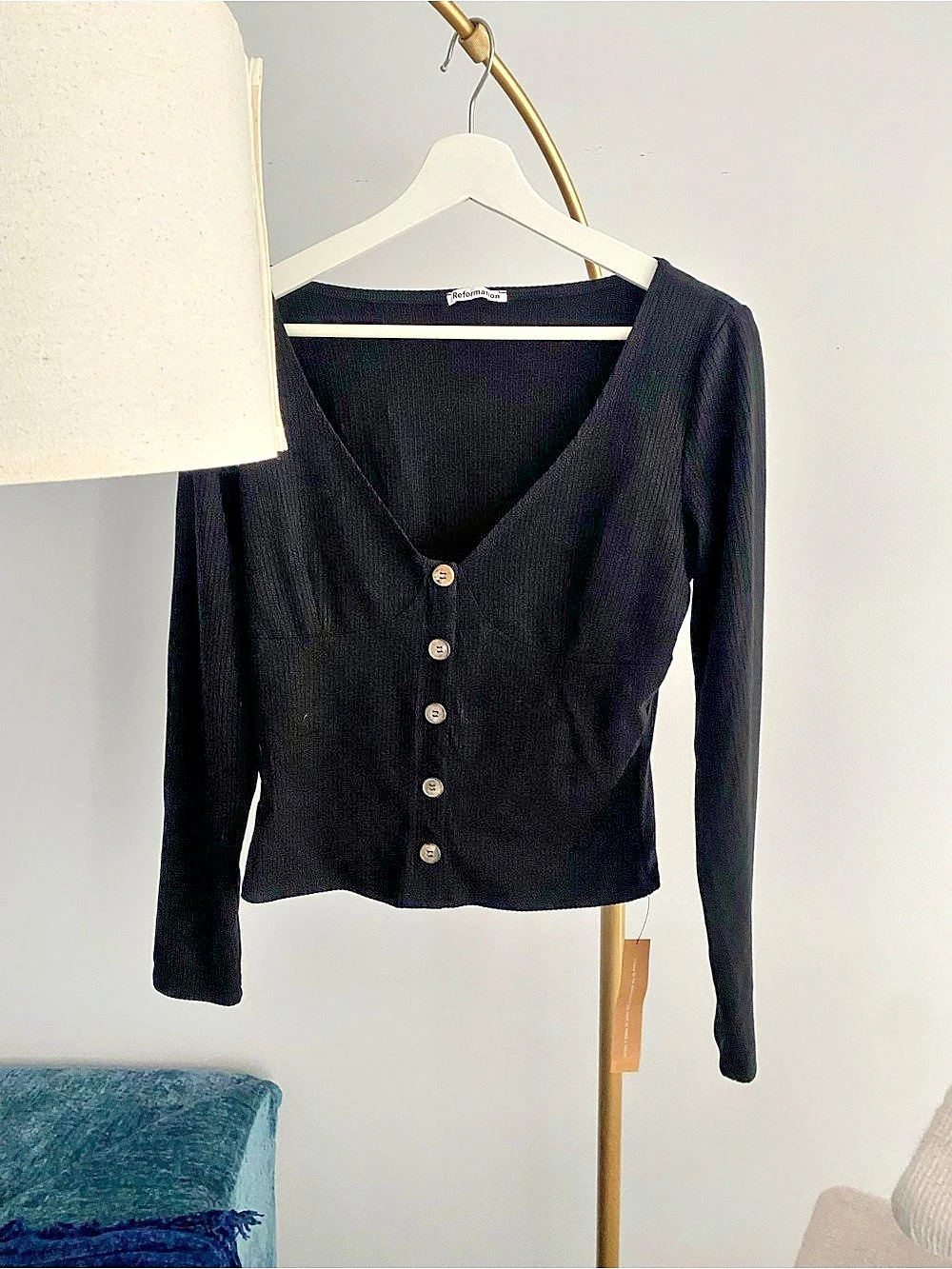 Reformation Ribbed Button-Front top
